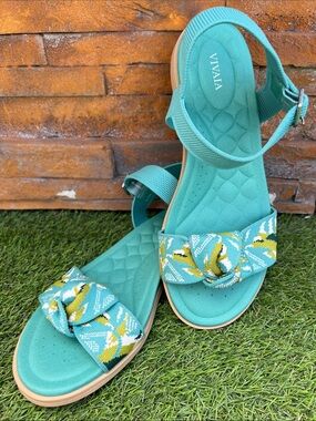 VIVAIA EU 37.5 Arch Pro AdaptAll Sandals Paloma multi-green tropical pattern